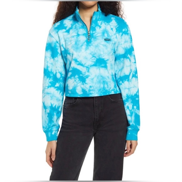 Vans | Cropped Quarter Zip Sweatshirt | Enamel Blue - Picture 1 of 9